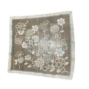 Vintage Sheer Scarf Handkerchief Floral Design Nylon